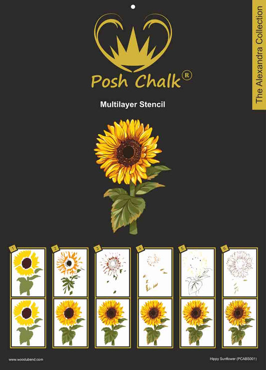 Posh Chalk Stencil Hippy Sunflower by Alexandra